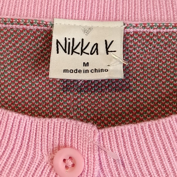 PINK Button Down Cardigan w/🍒🍒🍒 - Picture 7 of 14